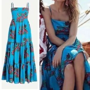 J.Crew Lobster Print Tiered Maxi Dress Size 16